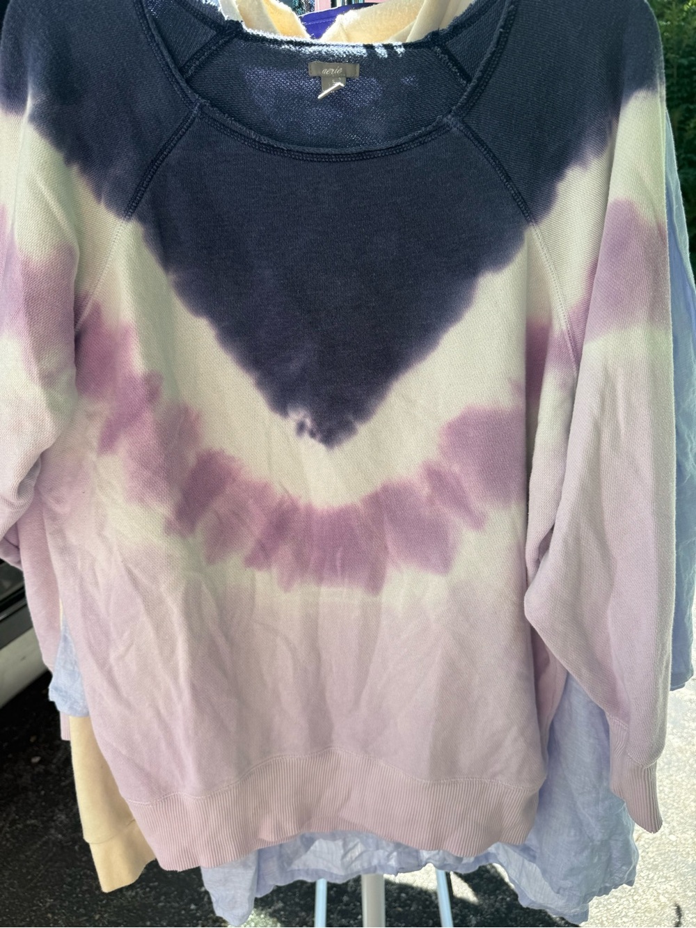 aerie Tie-Dye Pullover Sweatshirt in Lavender and Navy